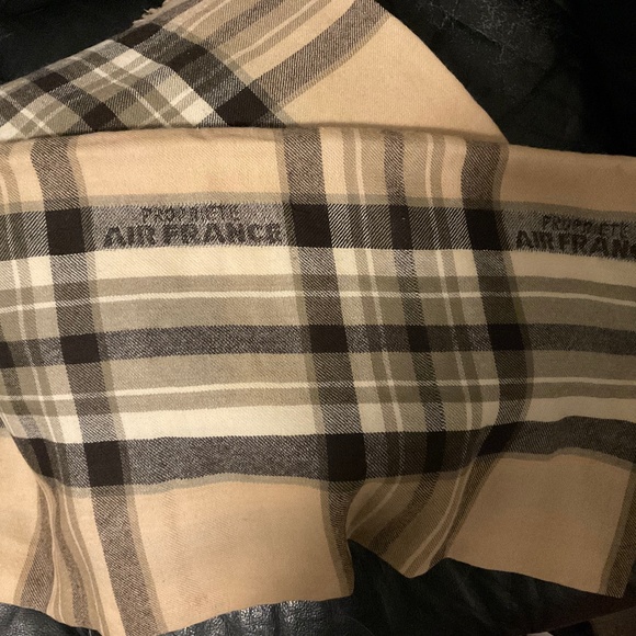 Vintage AIR FRANCE 100% Wool Plaid Cabin Blanket Travel Lap Throw, Shawl - Picture 1 of 3